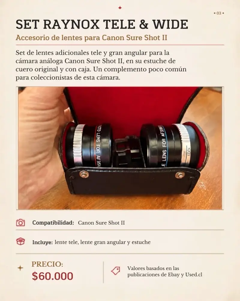 Set de Lentes Raynox Tele y Gran Angular para Canon Sure Shot II