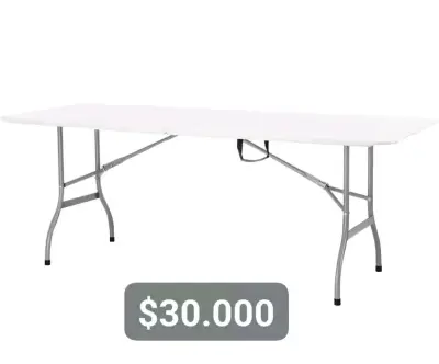 Mesa plegable rectangular de acero blanca - miniatura 1