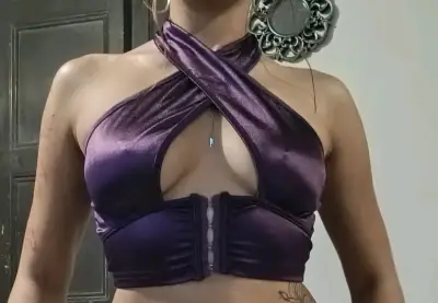 Top cruzado morado de mujer - miniatura 1