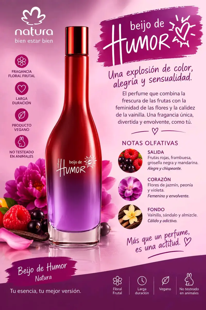 Perfume Beijo de Humor Natura Floral Frutal