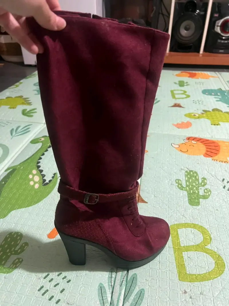 Botas de tacón alto burdeos para mujer - 2