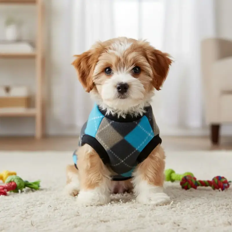 Chaleco de lana para perro con diseño escocés - 3