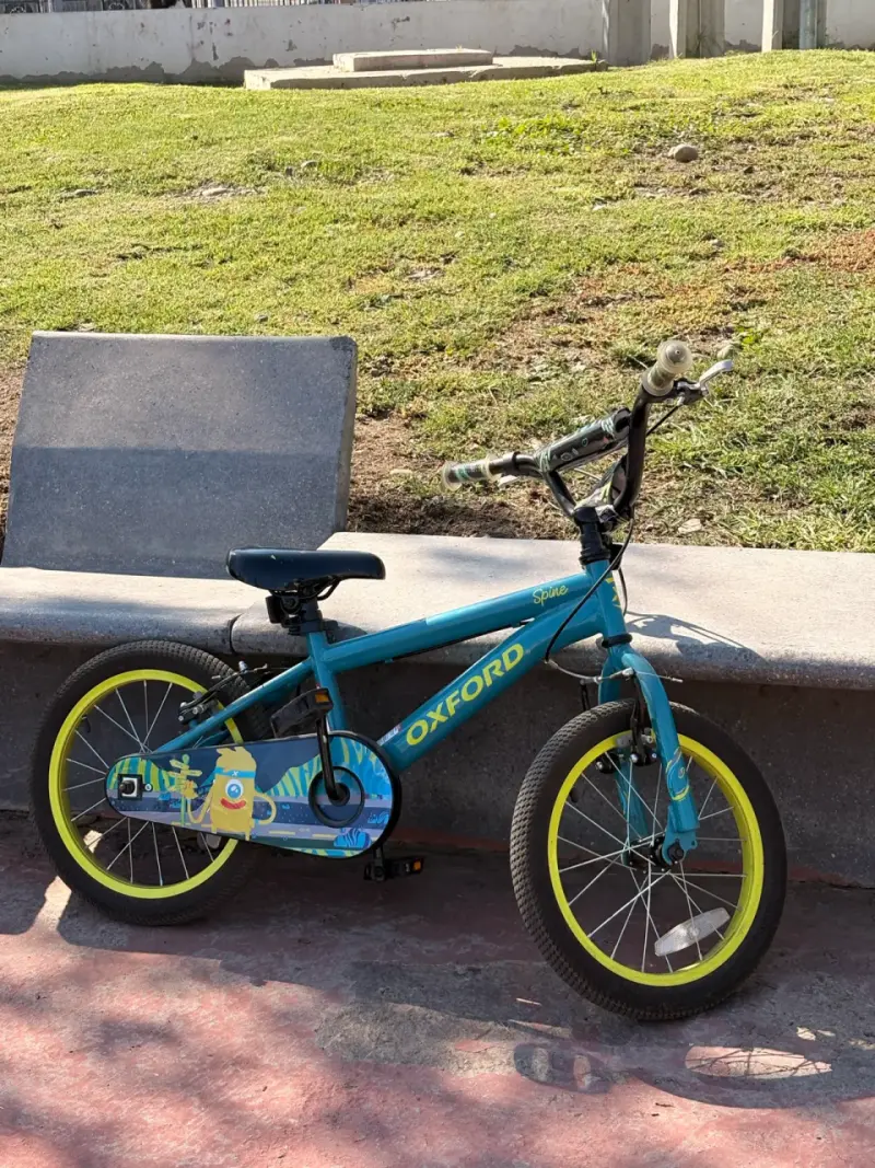 Bicicleta infantil Oxford Spire azul con diseño divertido