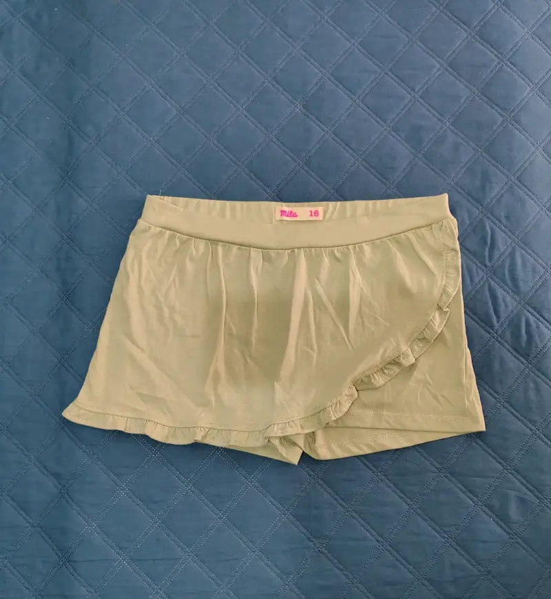 Falda shorts verdes para niña talla 16 - 1