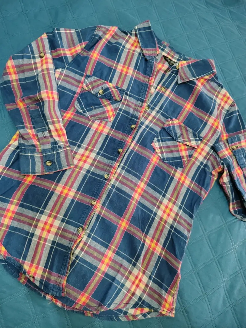 Camisa a cuadros de manga larga para niña - 2