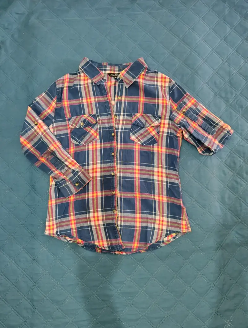 Camisa a cuadros de manga larga para niña - 3