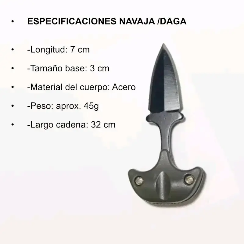 Mini Daga de Puño Táctica + Funda + cadena - 6