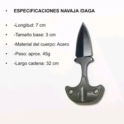 Mini Daga de Puño Táctica + Funda + cadena - miniatura 6