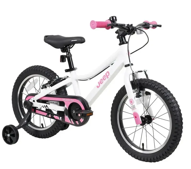 Bicicleta infantil Jeep blanca con ruedas de apoyo - 1