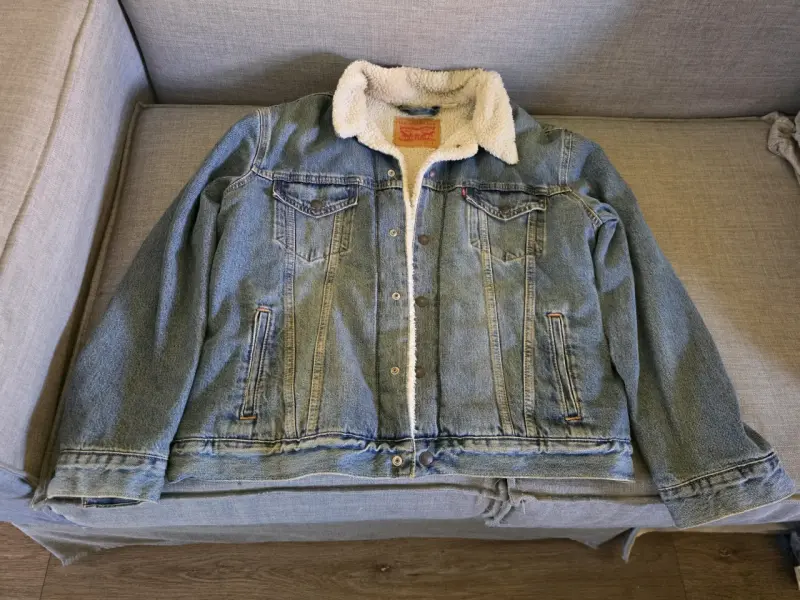 Chaqueta de mezclilla con forro de sherpa para hombre - 1