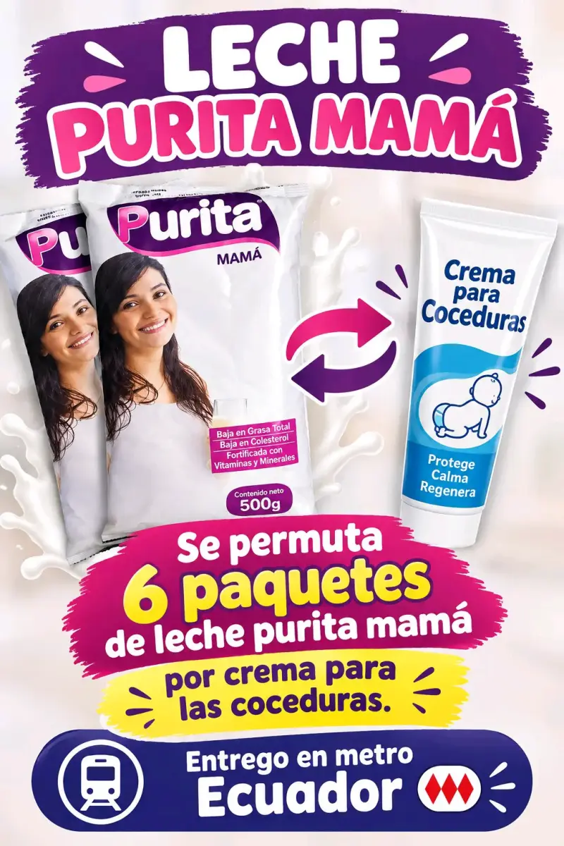 Permuta de 6 paquetes de leche Purita Mamá