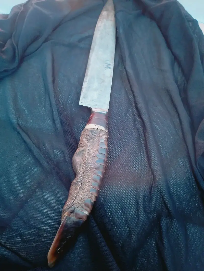Cuchillo artesanal con mango de pata de ave - 1