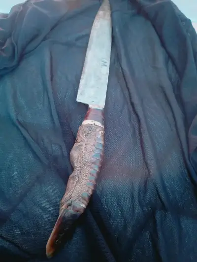 Cuchillo artesanal con mango de pata de ave - miniatura 1