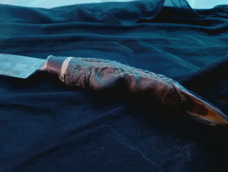 Cuchillo artesanal con mango de pata de ave - 3