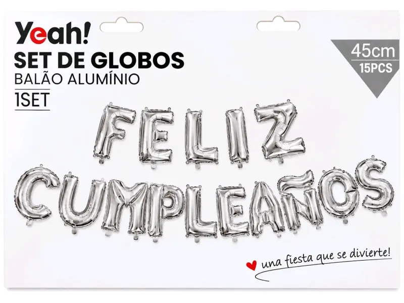 Set de Globos Feliz Cumpleaños Aluminio 45cm