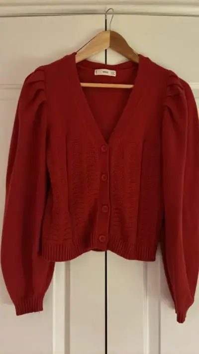 Cardigan rojo de punto MNG para mujer - miniatura 1