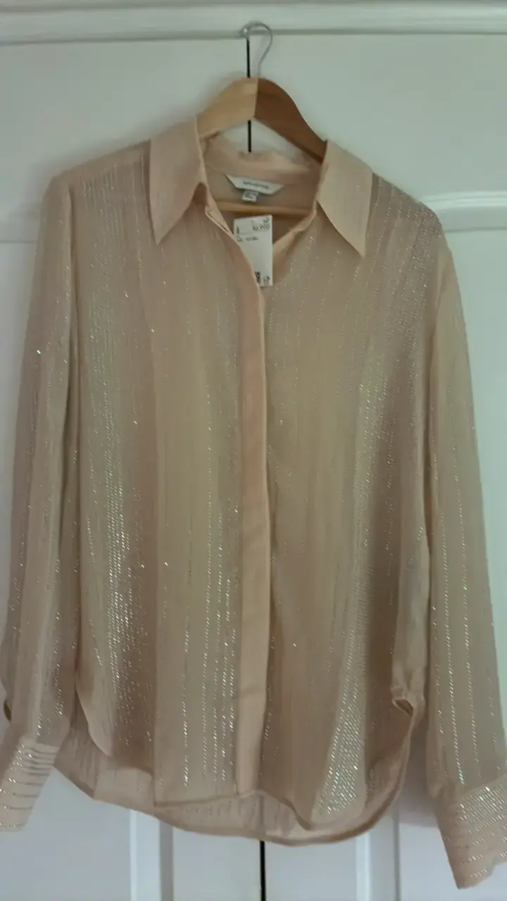 Blusa H&M Edition Beige con Brillos - 1