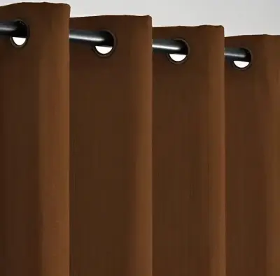 Cortinas opacas café con argollas metálicas - miniatura 3