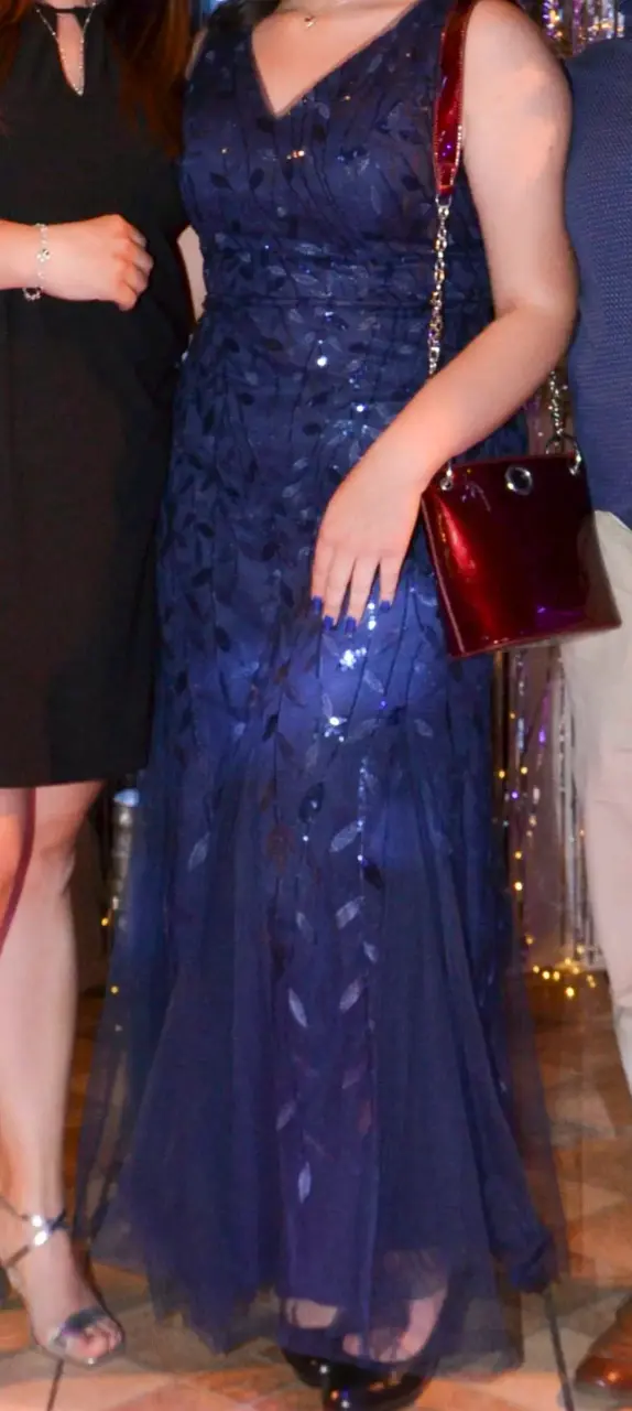 Vestido de noche azul con lentejuelas - 1