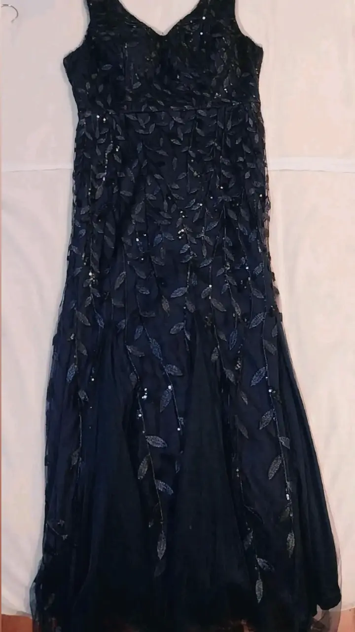 Vestido de noche azul con lentejuelas - 5
