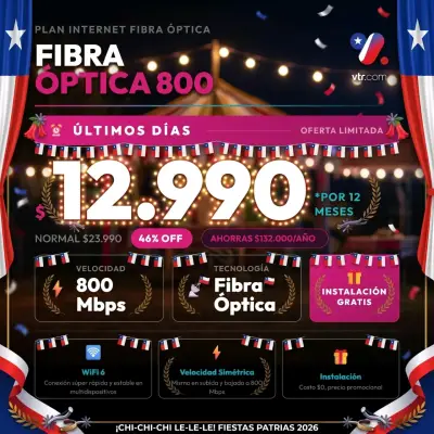 Plan de Internet Fibra Óptica 800 Mbps VTR - miniatura 2