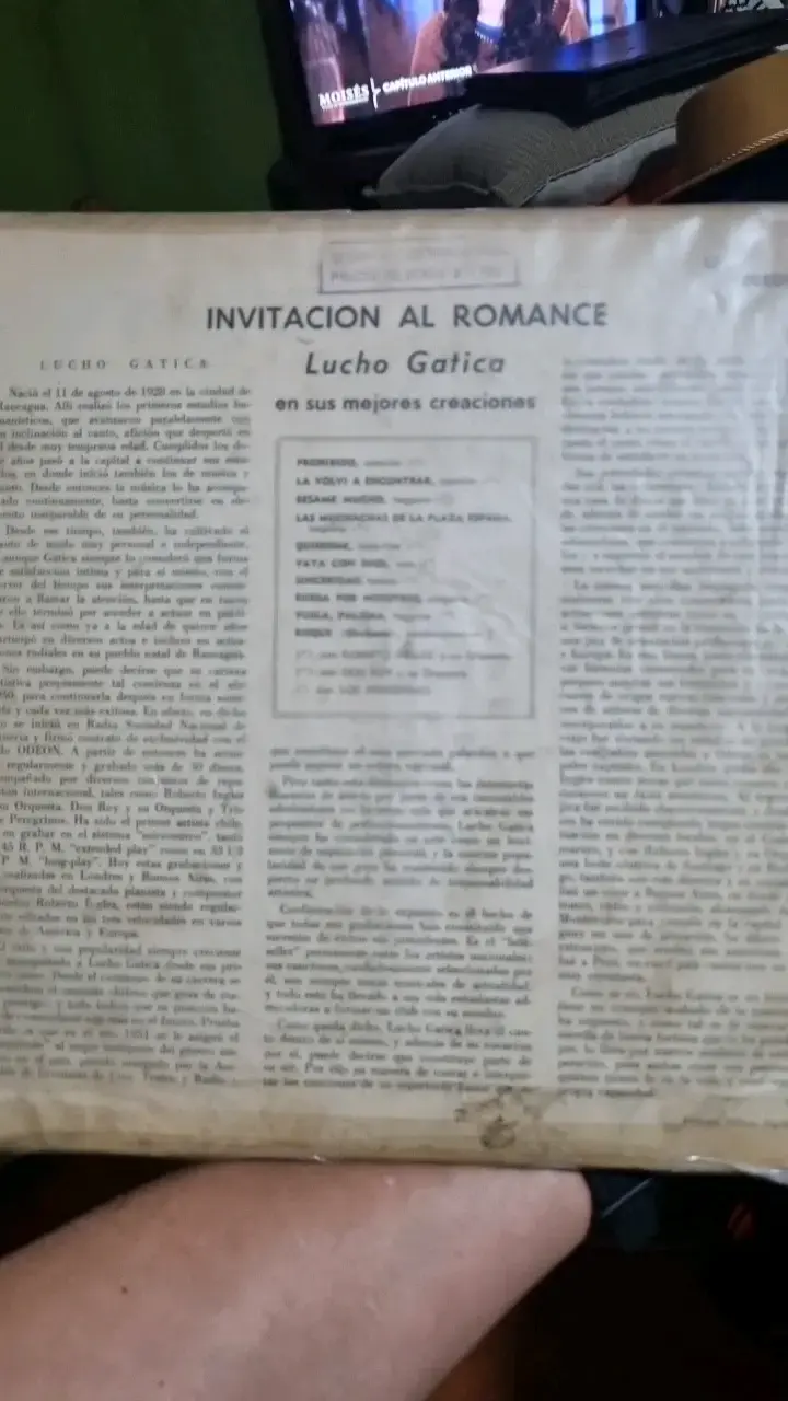 Vinilo Lucho Gatica Invitación al Romance 33 RPM - 2