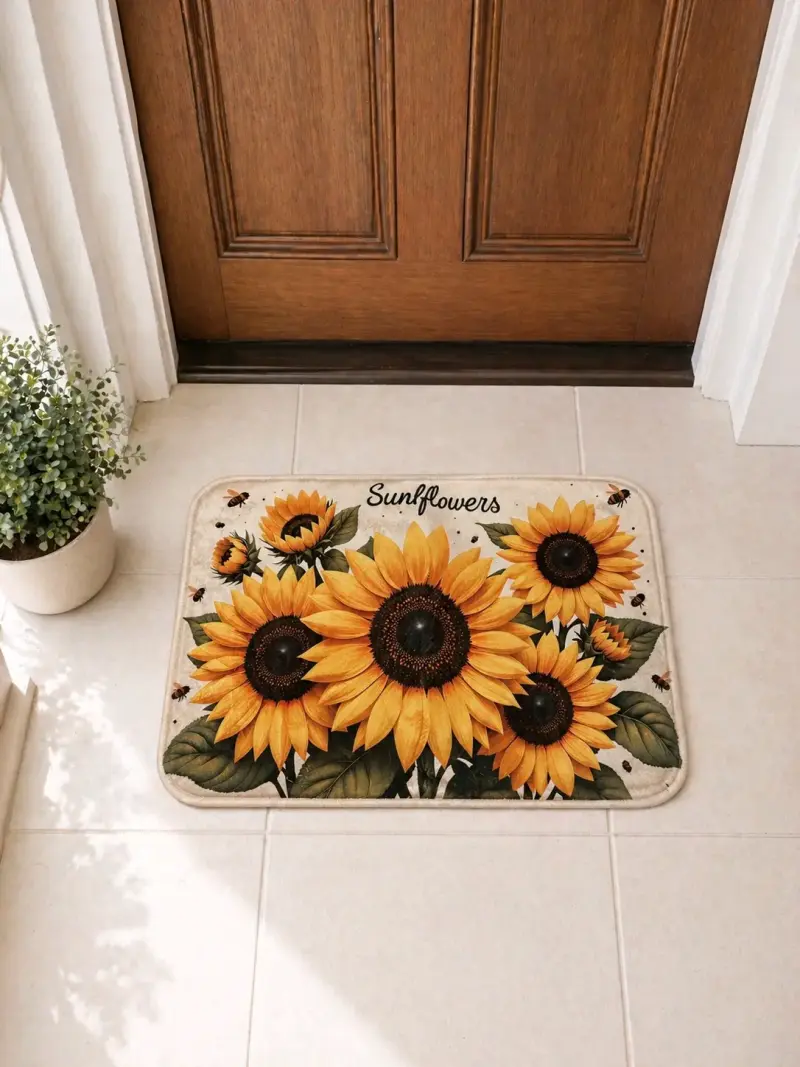 Alfombra decorativa con girasoles para entrada - 2