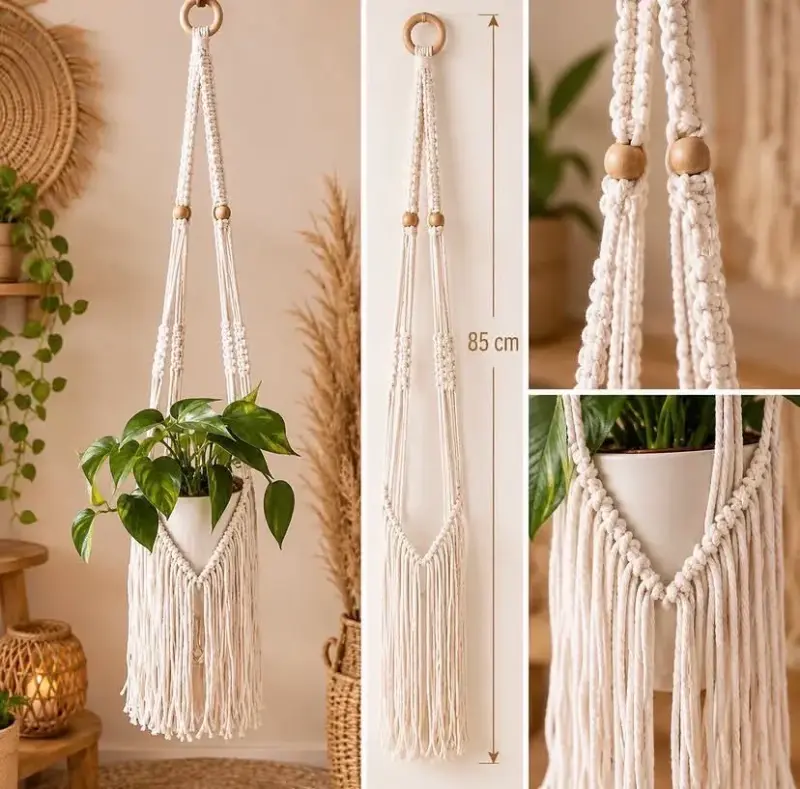 Colgador de macramé para plantas 1.3m y 85cm - 2