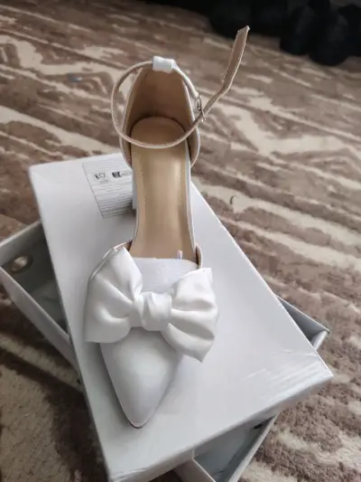 Zapatos de Tacón Blanco con Lazo para Mujer - miniatura 3