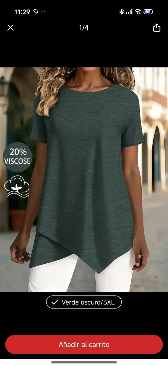 Polera verde oscuro de viscosa talla 3XL - 1