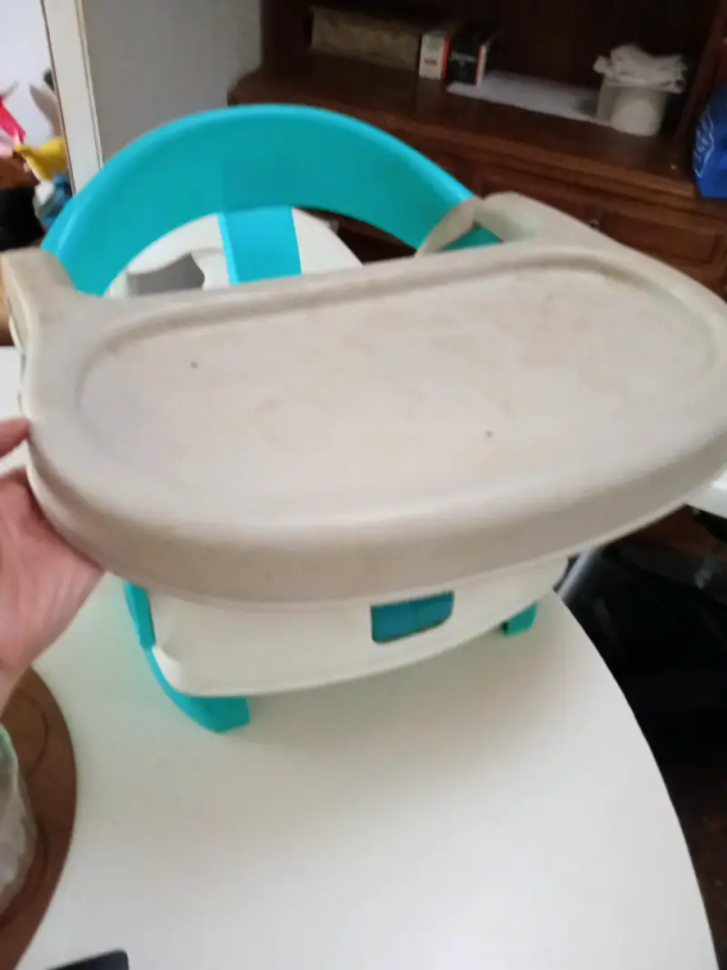 Silla de comer para bebé blanca y verde - 4