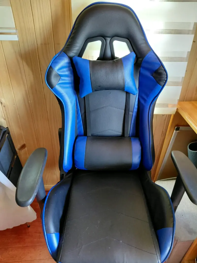 Silla Gamer Ergonómica Negra y Azul - 1