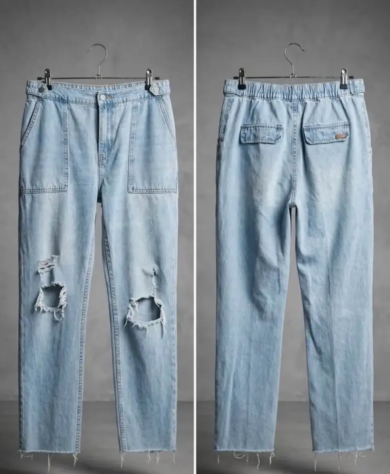 Jeans de mezclilla desgastados para mujer - 1