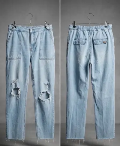 Jeans de mezclilla desgastados para mujer - miniatura 1