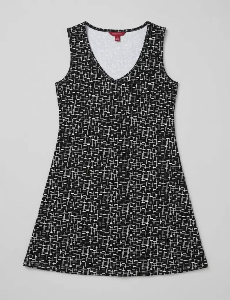 Vestido sin mangas estampado en blanco y negro