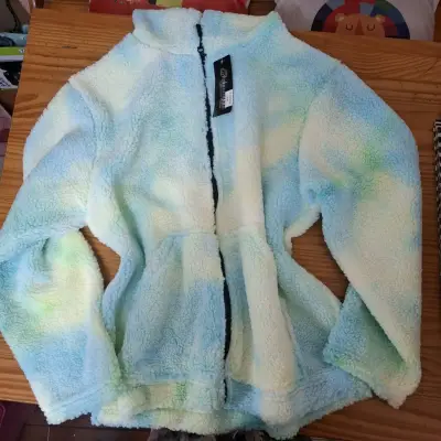 Chaqueta polar tie-dye con capucha para mujer - miniatura 1