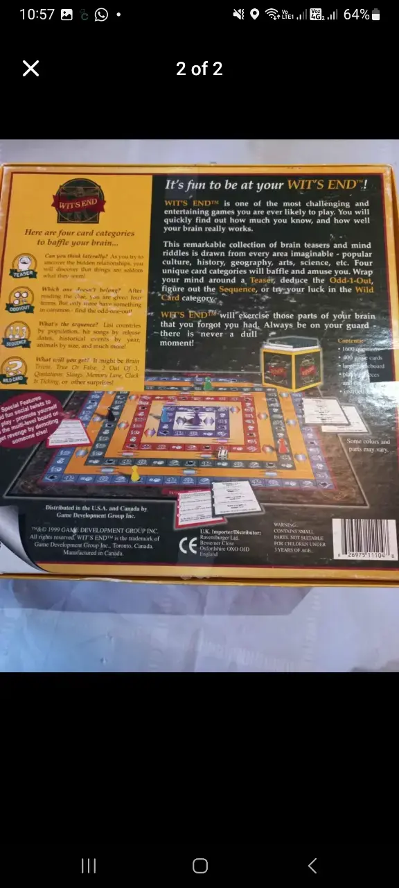 Juego de Mesa Wit's End Desafío Mental - 2