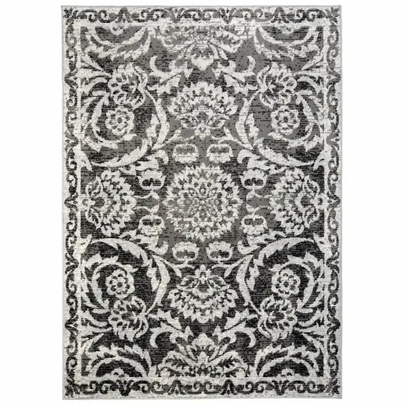 🇹🇷Alfombra Turca decorativa gris con diseño floral✨ - 4