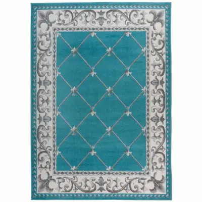 🇹🇷Alfombra decorativa azul con diseño floral✨ - miniatura 1