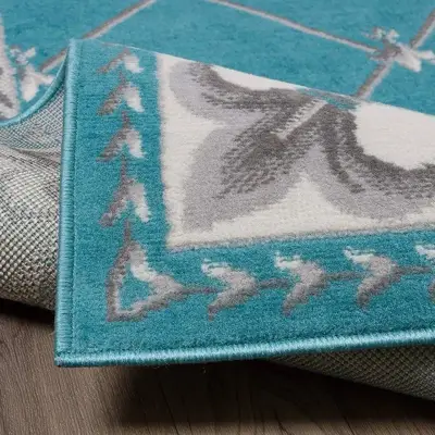 🇹🇷Alfombra decorativa azul con diseño floral✨ - miniatura 2