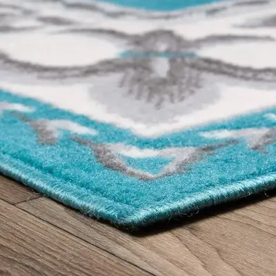 🇹🇷Alfombra decorativa azul con diseño floral✨ - miniatura 3