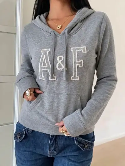 Polerón gris con capucha Abercrombie & Fitch - miniatura 1