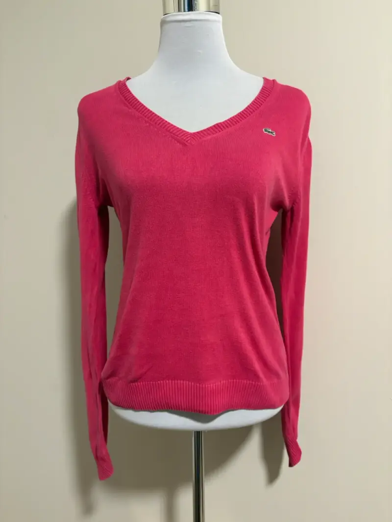 Suéter Lacoste Mujer Fucsia Cuello V