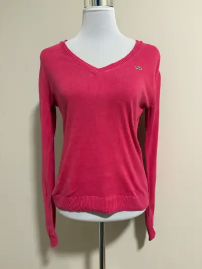 Suéter Lacoste Mujer Fucsia Cuello V - miniatura 1
