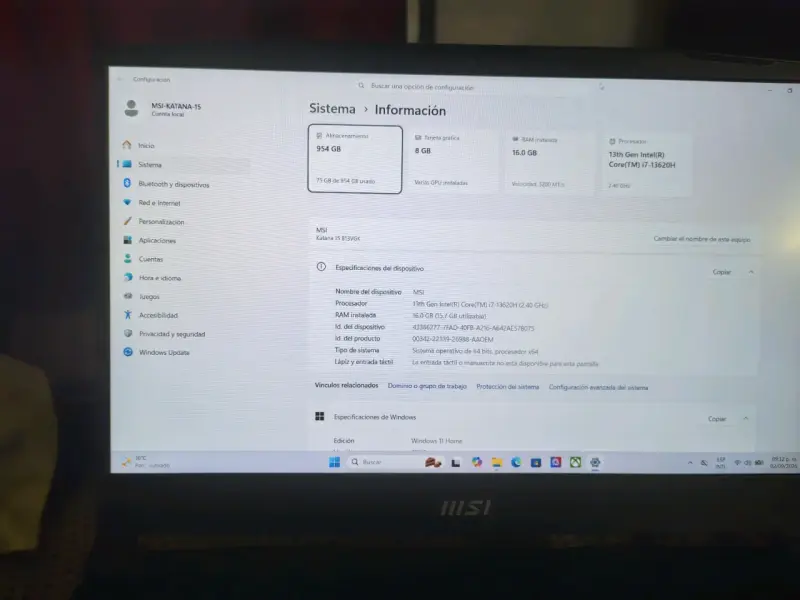 Notebook Gamer MSI Katana 15 B13VGK (RTX 4070 / i7 - 3