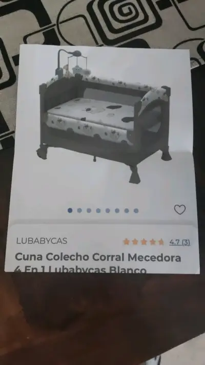 Cuna colecho corral mecedora 4 en 1 Lubabycas blanco - miniatura 1