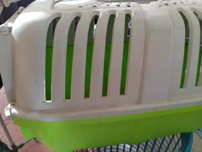 Transportadora de mascotas verde y blanca - miniatura 3