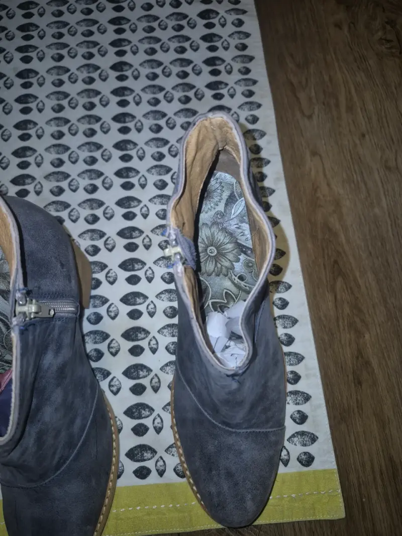 Botines de cuero azulado con tacón alto - 3