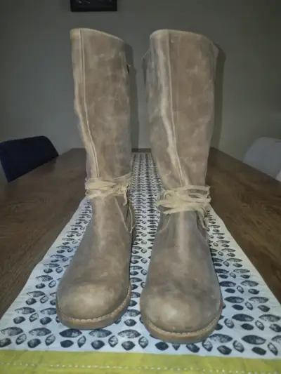 Botas de cuero marrón para mujer - miniatura 2
