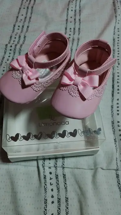 Zapatos de bebé rosados con lazo Limonada - miniatura 1